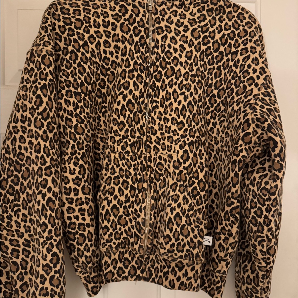 Akimbo leopard print zip up sweatshirt
